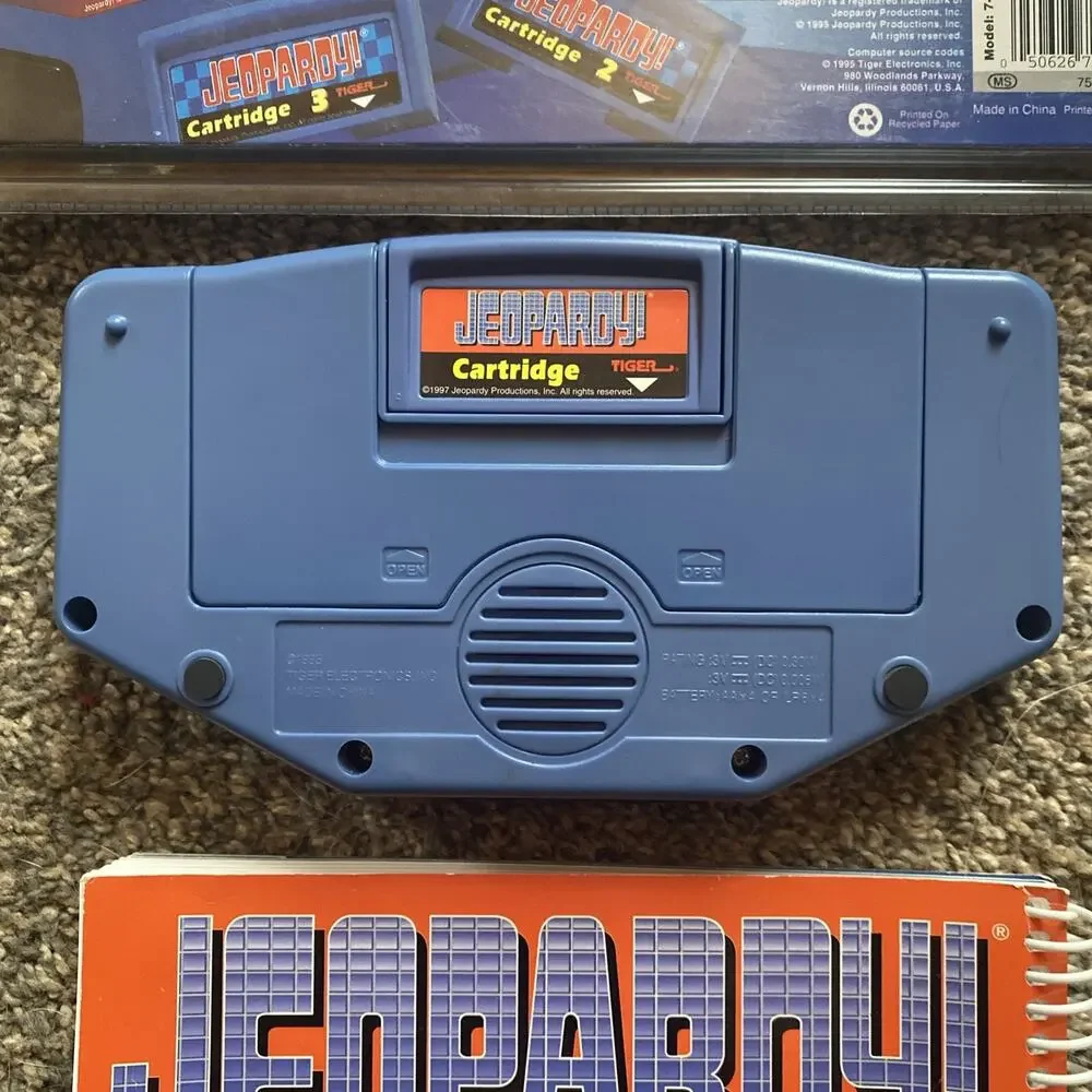 Tiger Vintage Jeopardy Handheld Game with NEW Cartridge and Book